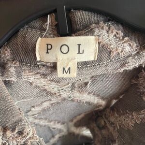 POL long sleeve button up top